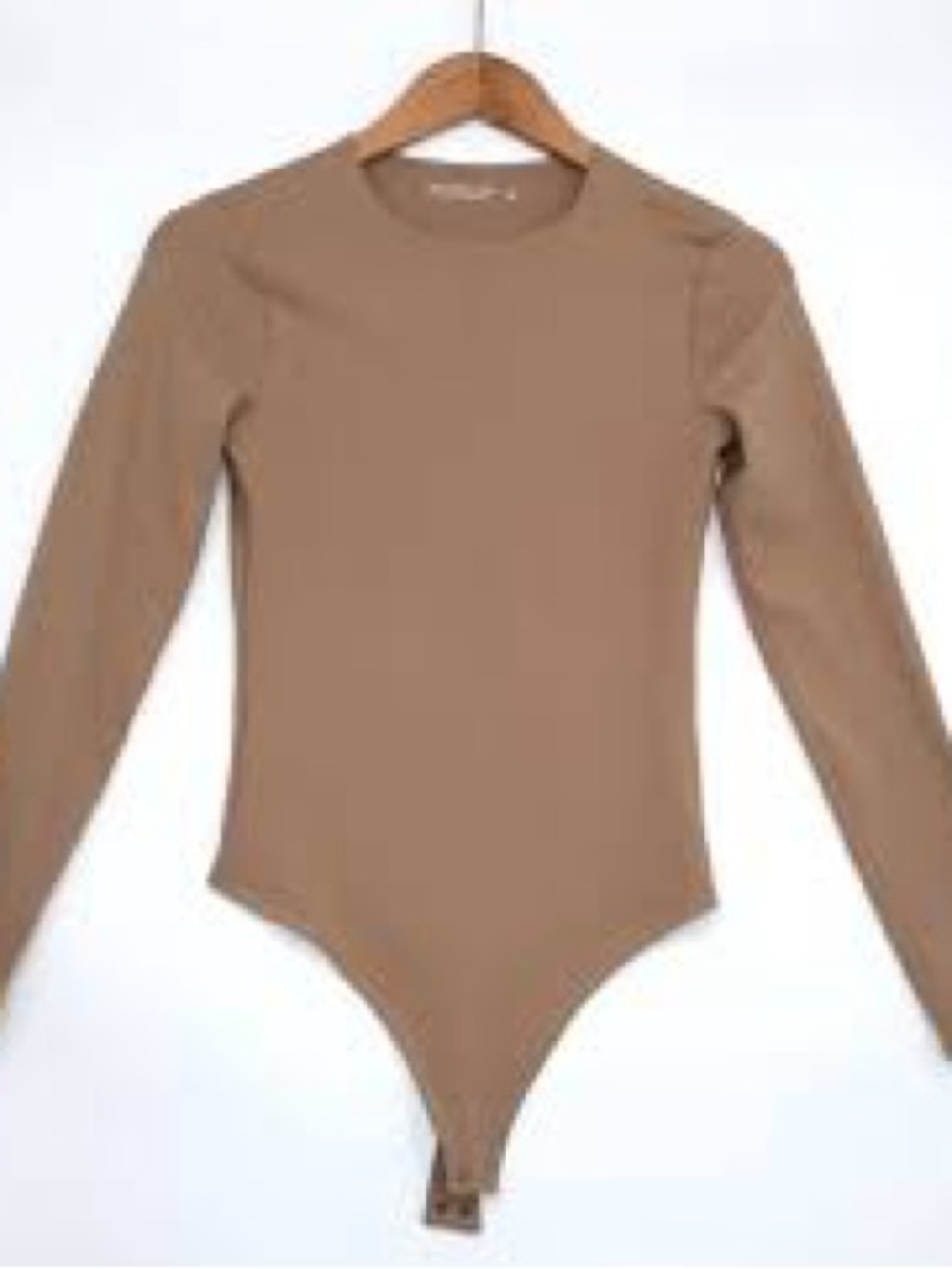 Abercrombie & Fitch Soft Collection Beige Long-Sleeve Bodysuit Snap Closure M